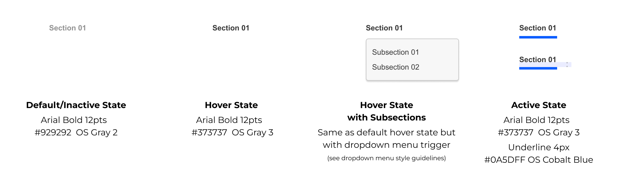1024 x 768 Layout - Navigation Basics - Default, Active, Hovers