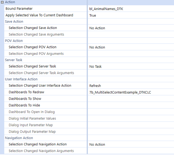 Multi-select combo box actions